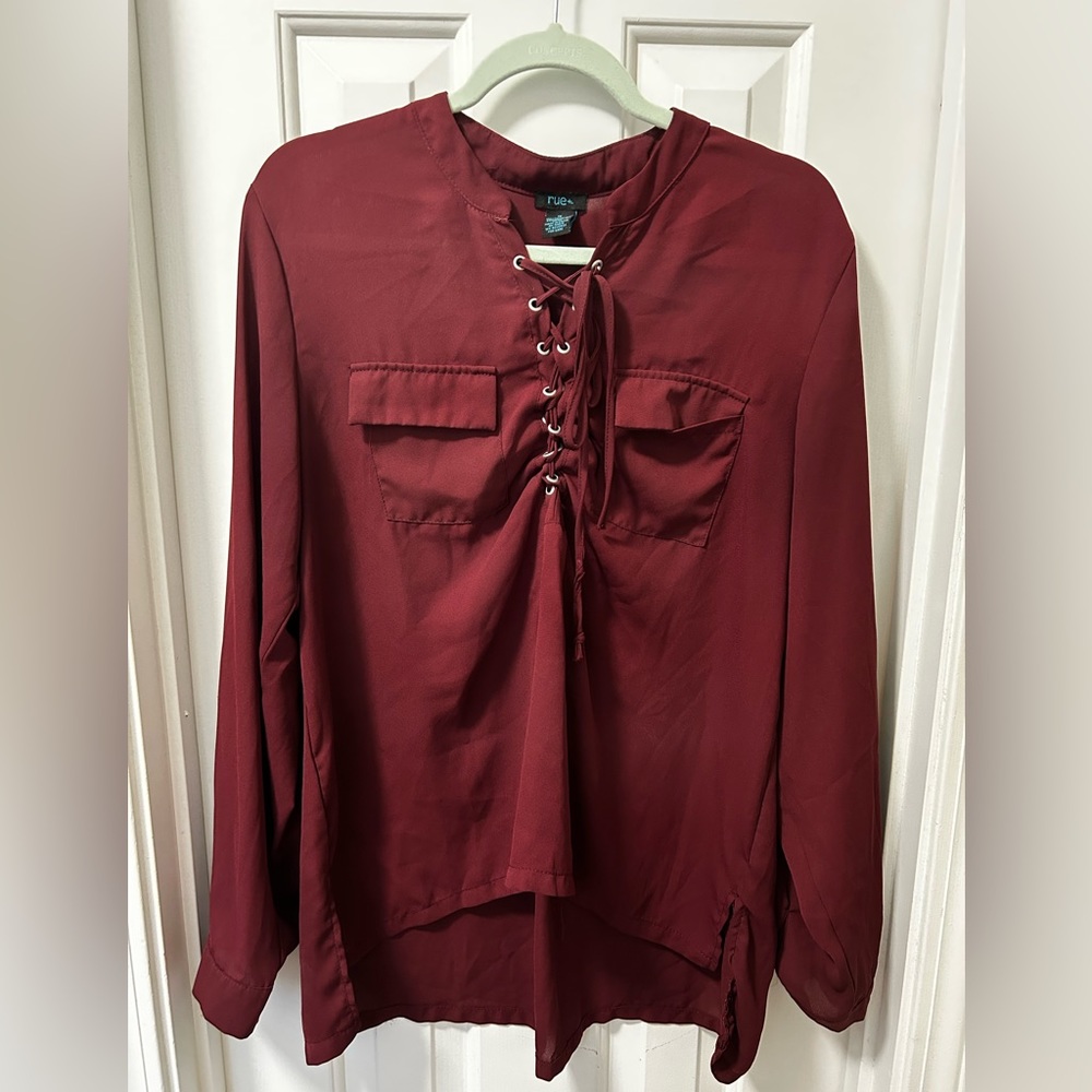 red long sleeve blouse